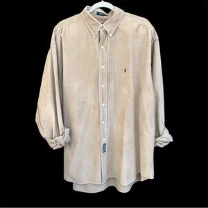 Ralph Lauren Tan Corduroy XXL Button Down Shirt Beige Workwear Preppy Western